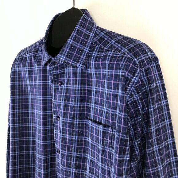 David Donahue Long Sleeve Button Up Shirt Men's XL Plaid 100% Cotton Workwear - Picture 5 of 12